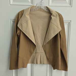 Brown Leather Look Crop Jacket.  Size Small